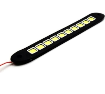 Carub Lámpara de día 10 LED 12V COB secuencial elástica blanca 2 unidades