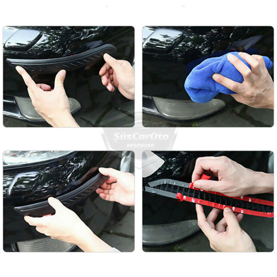 Protector de parachoques flexible 5D, tira protectora de parachoques, cinta suave, paquete de 2, negro, nuevo tipo