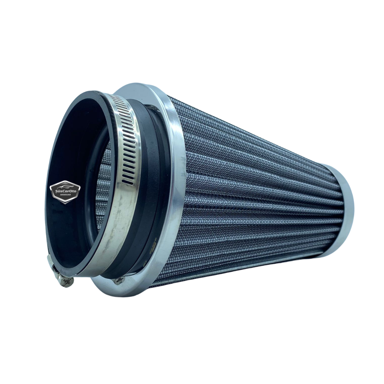 Filtro de aire abierto con mejora de sonido y rendimiento, tipo largo, gris, +6 CV, con adaptador universal