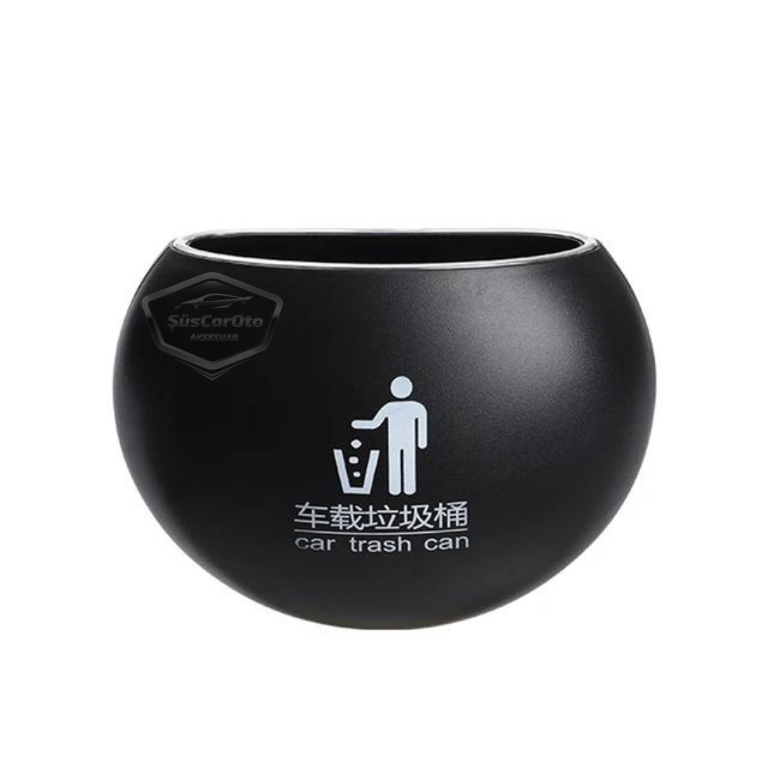 Cenicero portátil para coche, cubo de basura para coche, organizador de coche, mini caja de almacenamiento funcional, redondo, negro ONK125