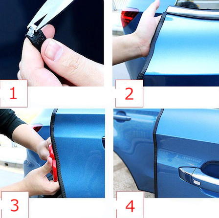 Burlete protector para puertas de coche, anticolisión, antiarañazos, tipo U, negro, 5 metros