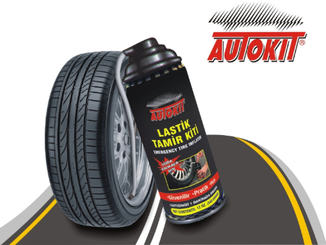 AUTOKİT Kit de Reparación de Neumáticos en Aerosol Inflador de Neumáticos 450ml