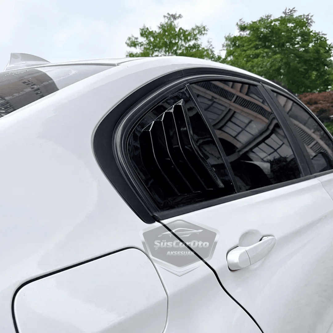 BMW Serie 3 F30 2012-2018 Compatible con rejilla de ventana de ventilación, visera de ventana de ventilación, importada, derecha e izquierda, juego, negro brillante, 1ra clase