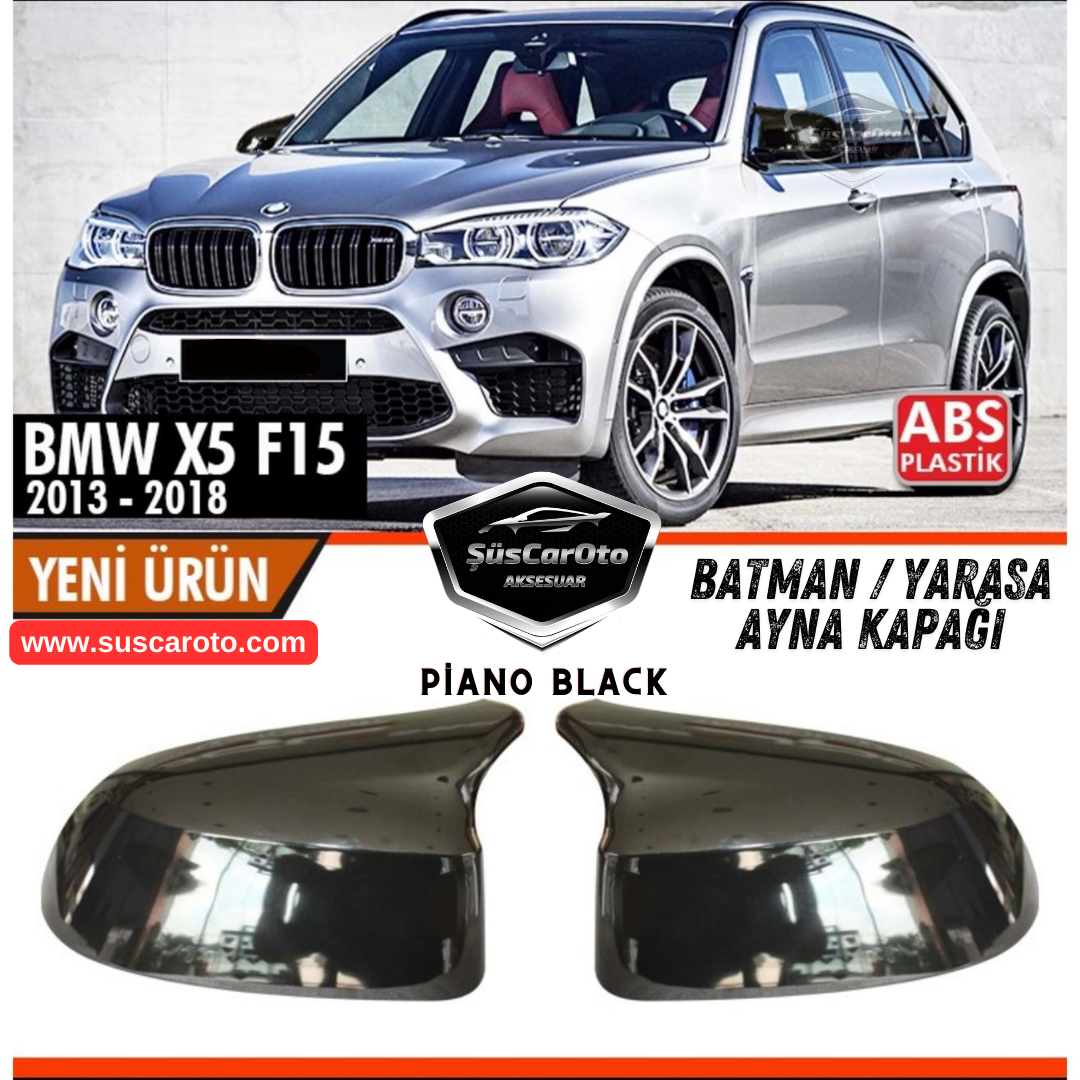 BMW X5 F15 2013-2018 Compatible Cubierta de Espejo Batman Murciélago Piano Black Plástico ABS Juego Izquierdo y Derecho