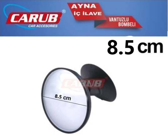 Carub Espejo retrovisor interior de ventosa, convexo, redondo, mediano, 8,5 cm