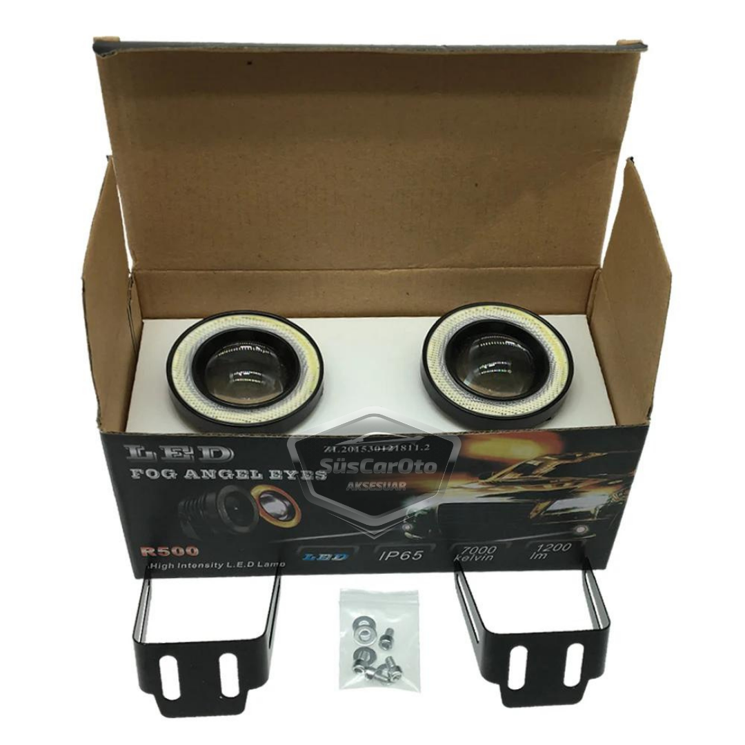 Citroën Nemo 2008-2022, compatible, universal, faro antiniebla con lente Angel, metal, impermeable, 76 mm, con aro naranja, luz diurna, Angel Eyes, 2 unidades.
