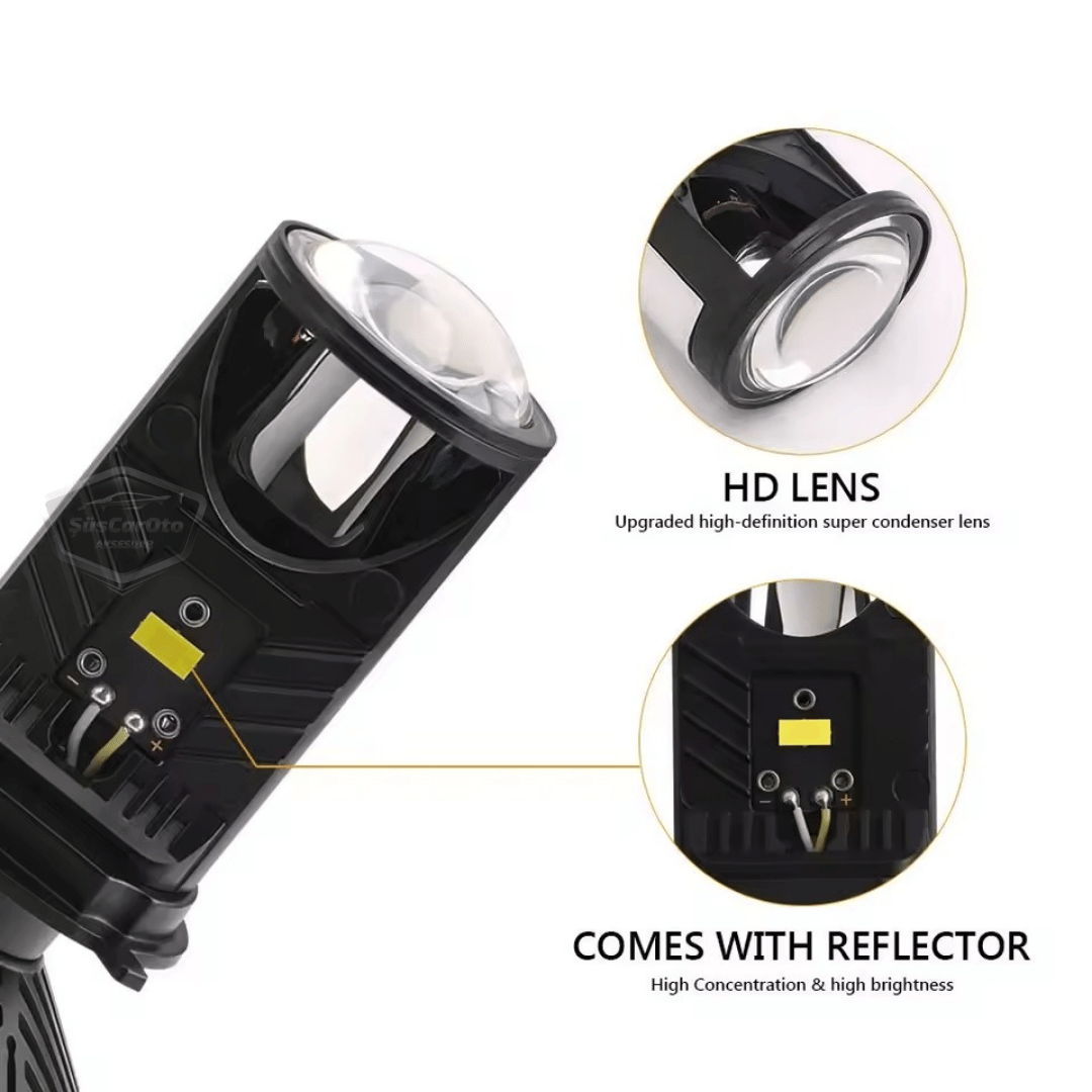 H4 Lazer Mercekli Far Ampulü Ufuk Çizgili Otomobil Araç Motosiklet Uyumlu Profesyonel Mini Projektör LED Beyaz Led Xenon Lamba Şimşek Etkili Uzun Kısa 2 Adet 9/36v