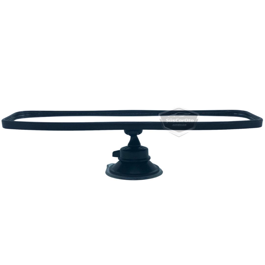 Espejo retrovisor negro con marco de 60 mm x 240 mm con ventosa para coche, interior, adicional, universal