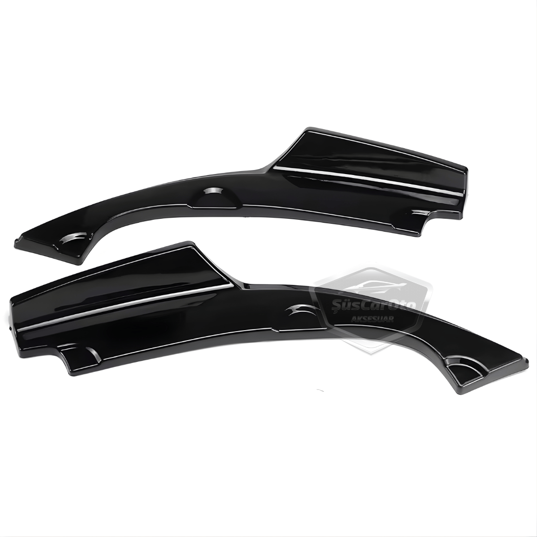 Honda Civic FC5 2016-2021 Araca Özel Parlak Siyah Arka Çıkıntılı Flap Kanatlı Arka Ek ABS Plastik Piano Black Arka Tampon Bıçak