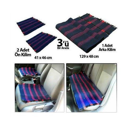 Funda de asiento de coche Kilim Weaving, alfombra Kilim de 3 piezas