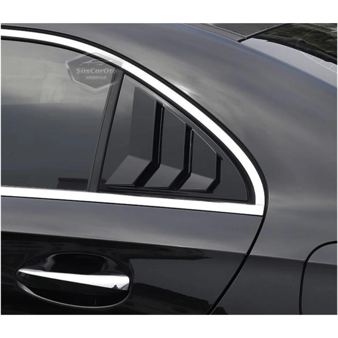 Mercedes Clase A W177 2018 y posteriores, Rejilla de Ventana Trasera Batiente, Visera de Ventana Trasera Batiente, Ventilación Importada, Juego Izquierdo y Derecho, Negro Brillante, Calidad Premium