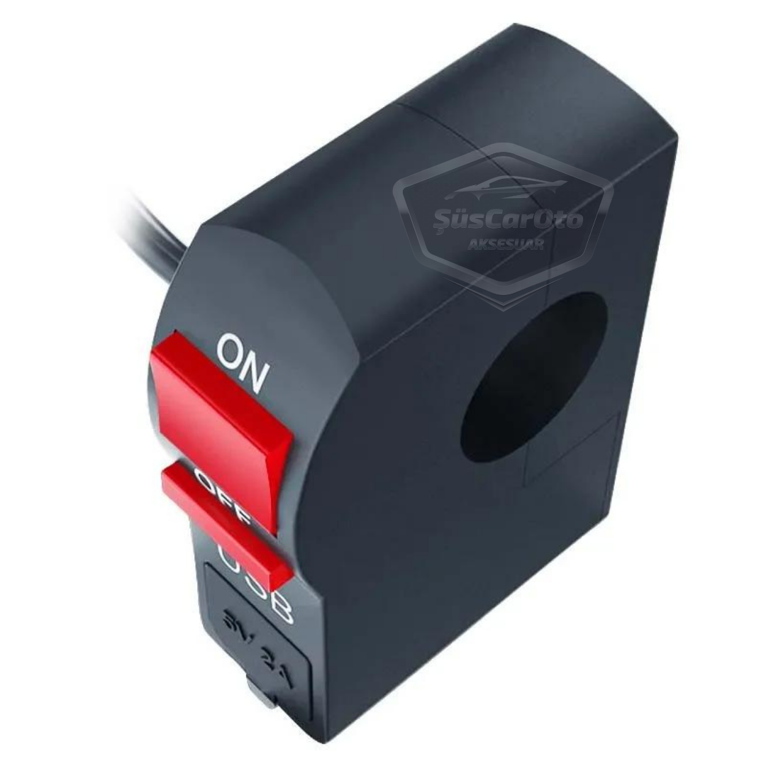 Interruptor de encendido/apagado de 12 V para motocicleta, ATV, bicicleta eléctrica, jetski, botón de interruptor, faro, toma de carga USB, impermeable, montaje en manillar de 22 mm, cargador USB multifuncional