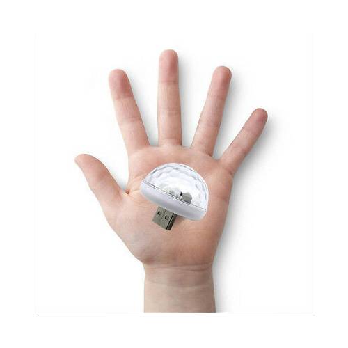 Mini bola de discoteca para coche, con entrada USB, sensible a la música y al sonido