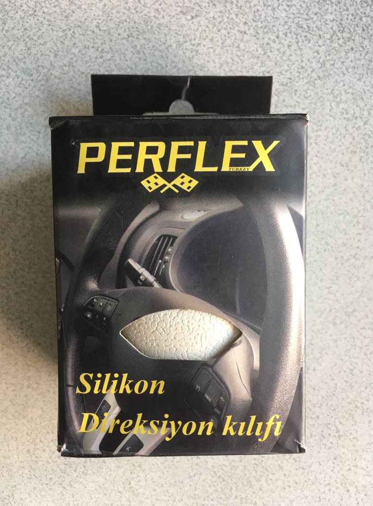 CUBIERTA DE VOLANTE DE SILICONA SÚPER DELGADA CON ESTAMPADO DE CUERO PERFLEX BLANCA