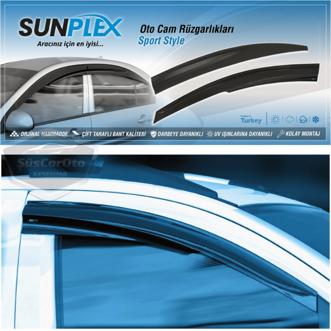 Sunplex Citroen C Elysee 2012-2023 Set de deflectores de ventana deportivos compatibles Piano Black 4 piezas Negro brillante