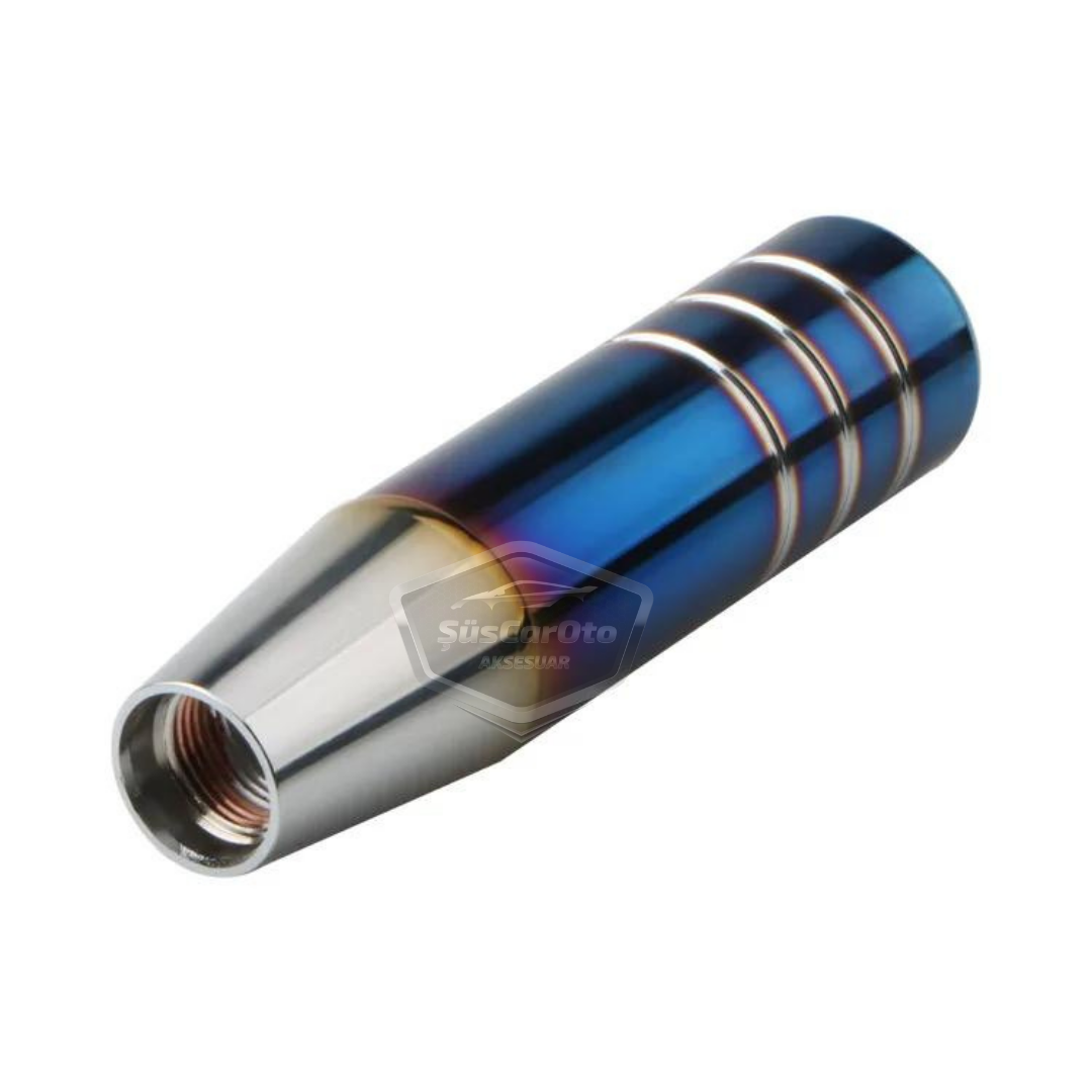 Pomo de palanca de cambios universal de 13 cm, aspecto deportivo metálico, con adaptador, color azul quemado, aleación de aluminio, manual de carreras