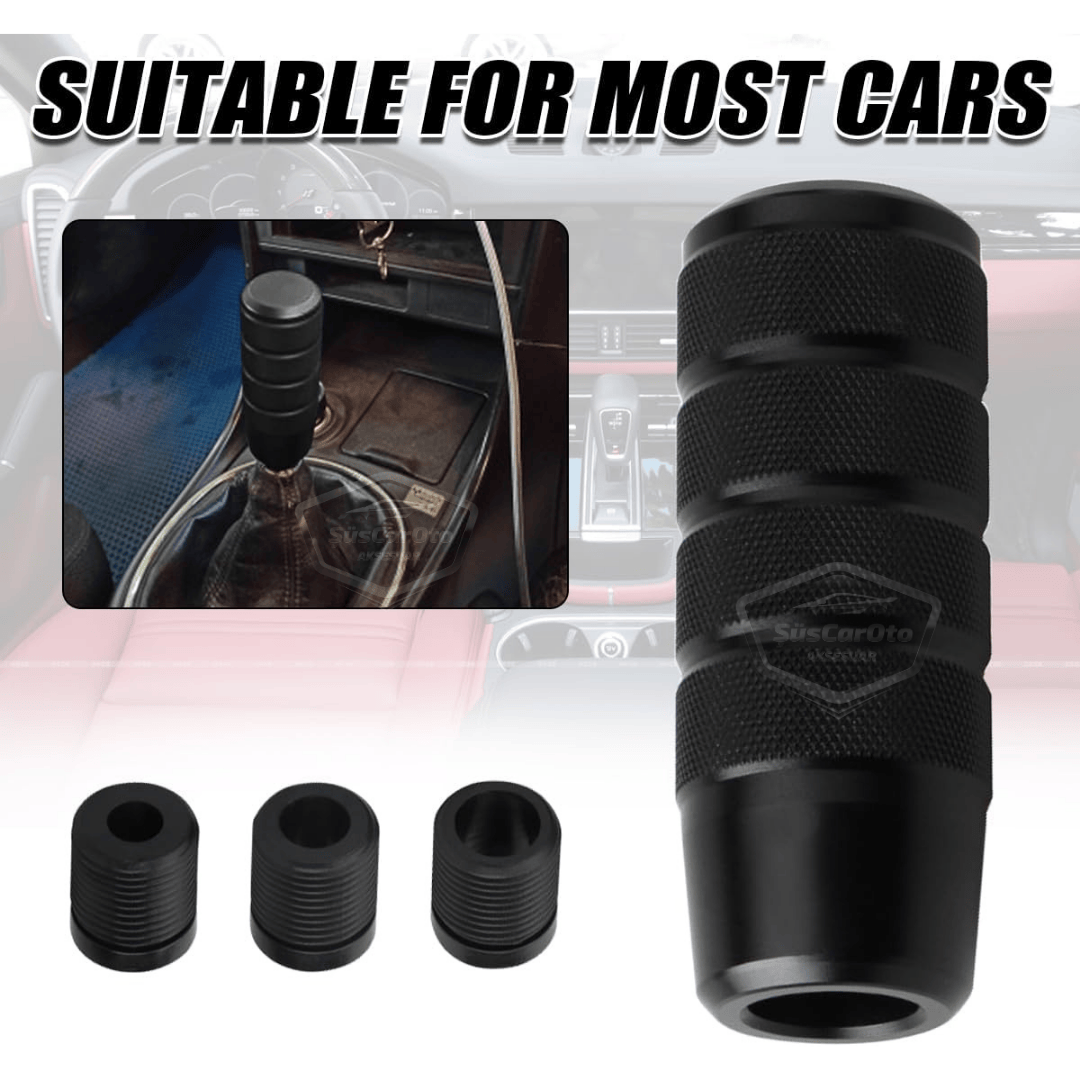 Pomo de palanca de cambios universal JDM de metal de 9,5 cm, aspecto deportivo, con adaptador de aleación de aluminio, automático-manual, de carreras, negro