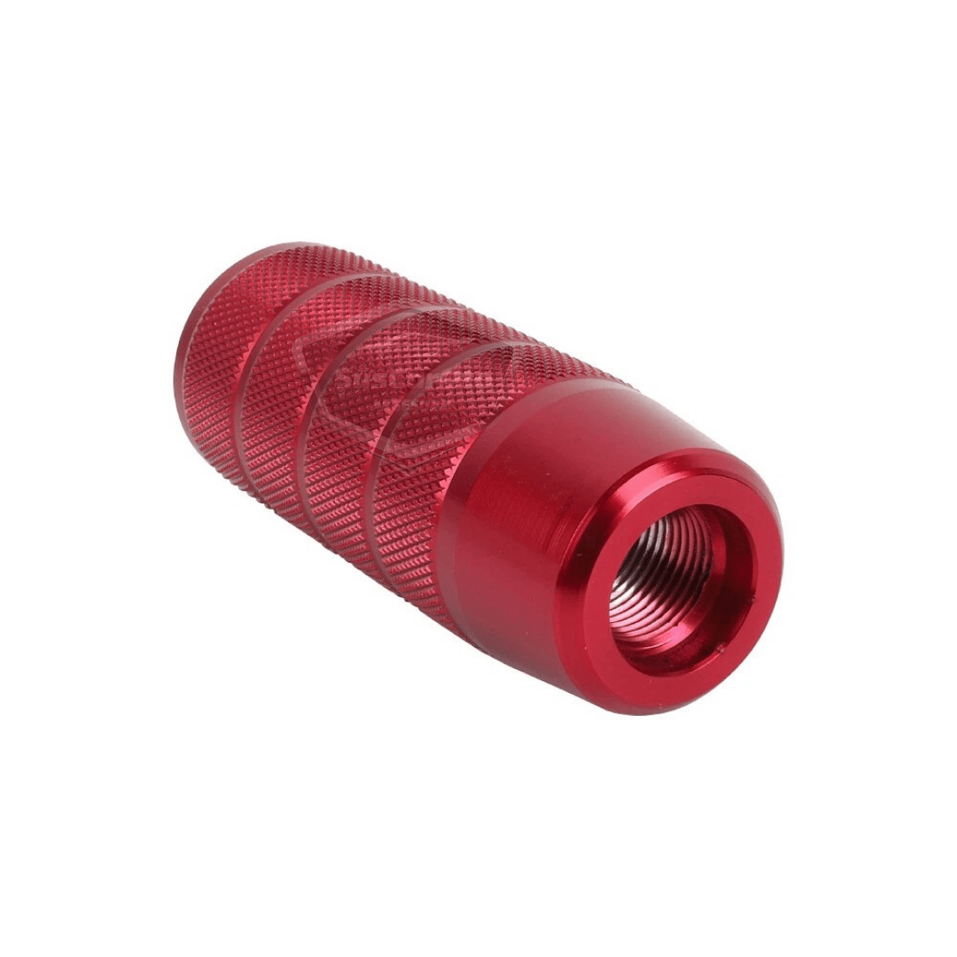 Pomo de palanca de cambios universal JDM de metal de 9,5 cm, aspecto deportivo, con adaptador de aleación de aluminio, para palanca de cambios de competición automática/manual, color rojo