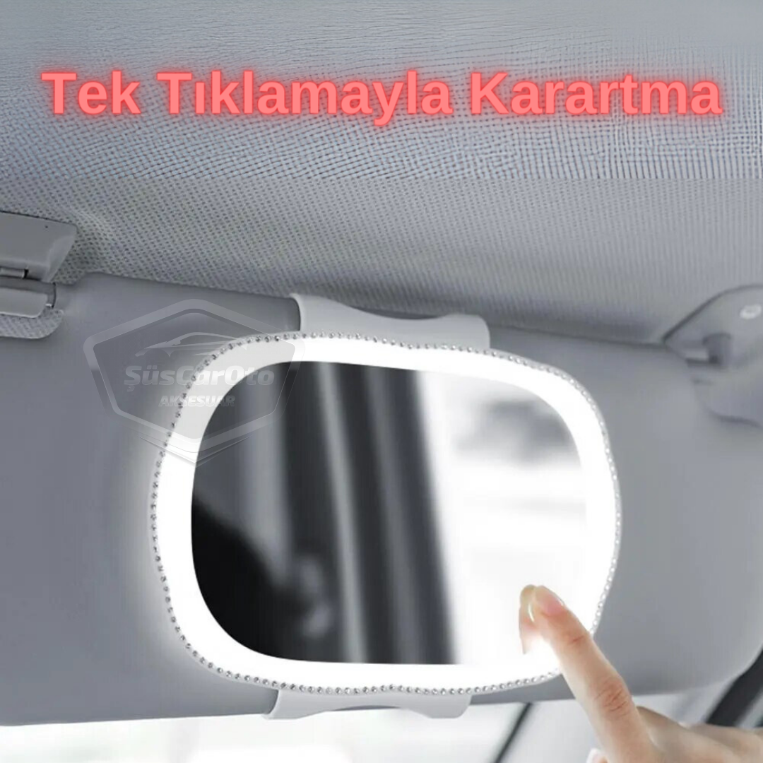 Espejo Universal para Parasol de Coche con LED, Espejo Interior de Coche, Tipo Clip, Táctil, Recargable, Iluminado, Espejo de Maquillaje para Coche, Alta Claridad, Blanco