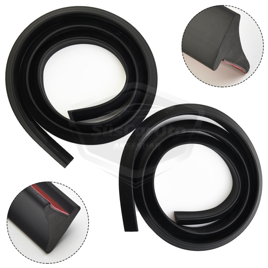 Juego Universal de Guardabarros Elásticos Dodik, Revestimiento de Guardabarros de Poliuretano 22 mm x 150 cm x 4 Unidades Negro Brillante Piano Black Samurai