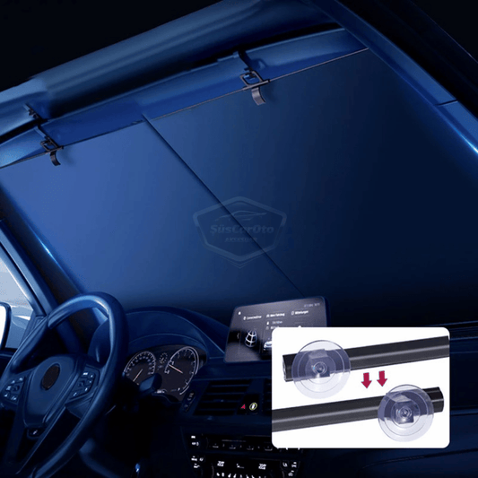 Universal Oto Katlanır Stor Perde Güneşlik Ön Arka Cam Gölgelik Otomatik Sürgülü Yeni Nesil Güneş Koruyucu Oto Araba Suv Tır 73 cm x 105 cm 2 Adet