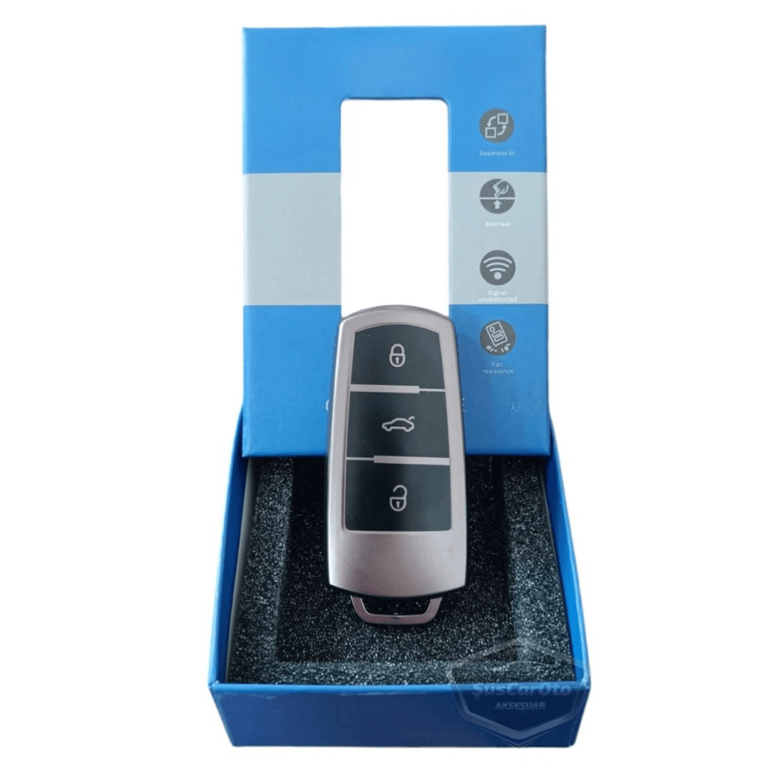Funda de silicona para llave de coche Volkswagen Passat B6 B7, cubierta de llave de coche, llavero amortiguador, gris titanio oscuro PNT105