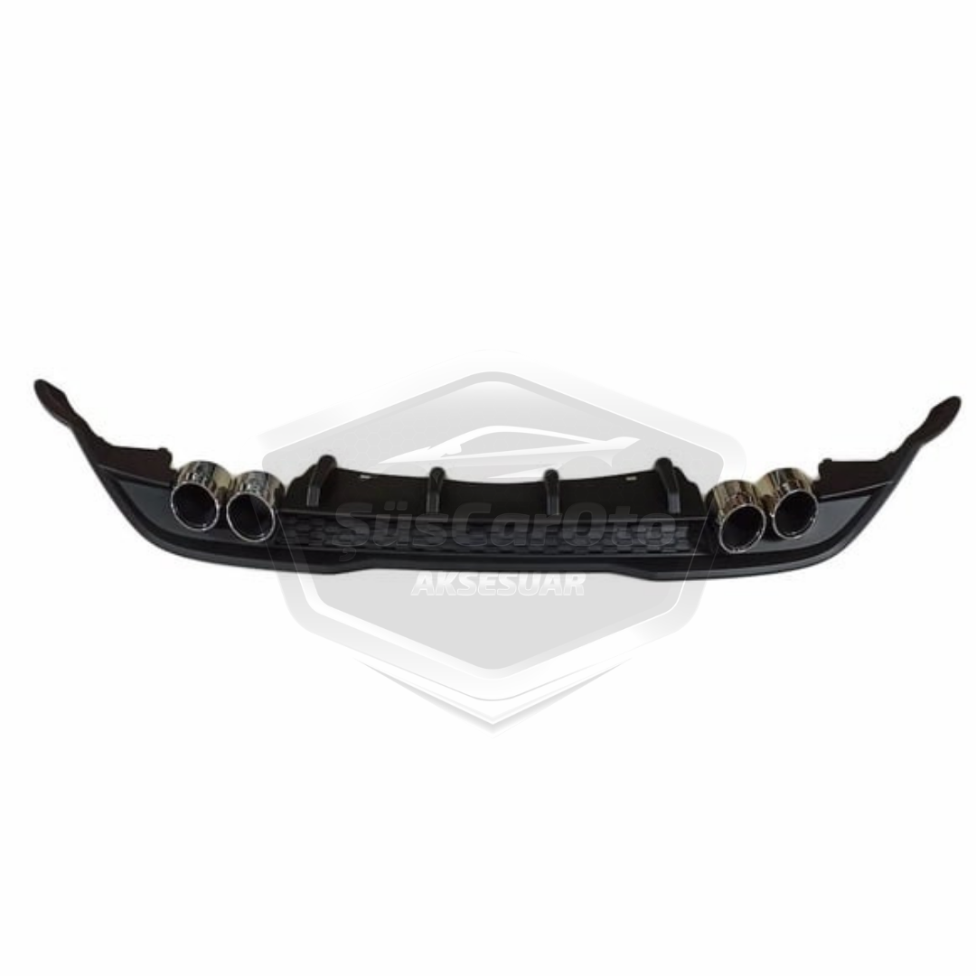 Vw Polo MK6 2018 y posteriores Difusor Trasero Negro Mate Específico para Vehículo con Pinzas 4 Salidas de Escape Cromadas Añadido de Parachoques Trasero Importado de 1ª Clase