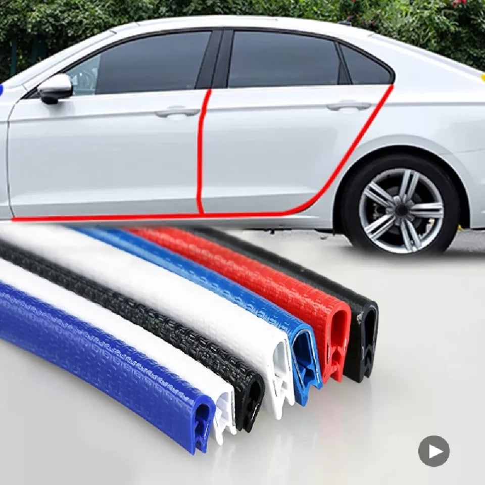 Burlete protector de puerta de coche en forma de U, anti-golpes y arañazos, color rojo, 5 metros