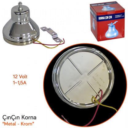 Bocina de campanilla Carub 12V de metal cromado para tranvía