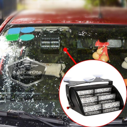 18 leds Mini Luz estroboscópica de policía con ventosa para ventana, lámpara de advertencia de 18 leds, 4 modos diferentes, azul, blanco, rojo, 3 colores, con enchufe para encendedor de cigarrillos