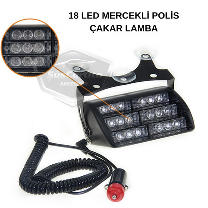 18 leds Mini Luz estroboscópica de policía con ventosa para ventana, lámpara de advertencia de 18 leds, 4 modos diferentes, azul, blanco, rojo, 3 colores, con enchufe para encendedor de cigarrillos