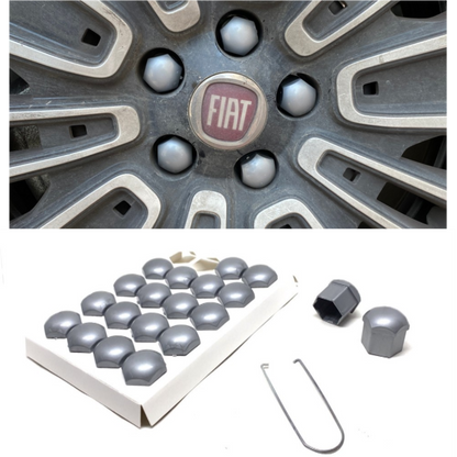 Juego de 20 tapas de tuerca de rueda planas con herramienta de extracción de 17 mm-19 mm GRIS