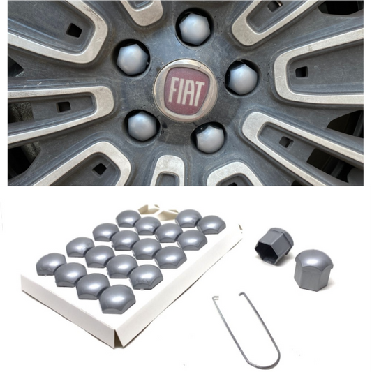 Juego de 20 tapas de tuerca de rueda planas con herramienta de extracción de 17 mm-19 mm GRIS