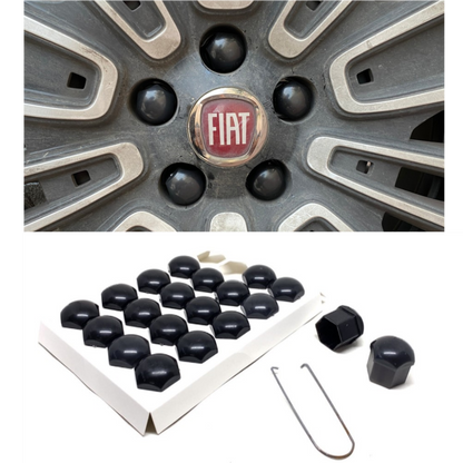 Juego de 20 tapas de tuerca de rueda planas con herramienta de extracción, 17 mm-19 mm, NEGRO