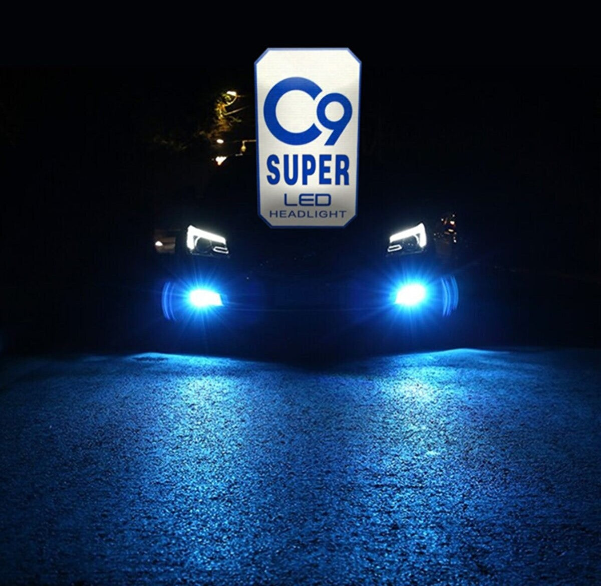 Bombilla para faro delantero LED xenón C9 Ultra Ice Blue con refrigeración, 9400 lm, 10000K, efecto flash, xenón H9