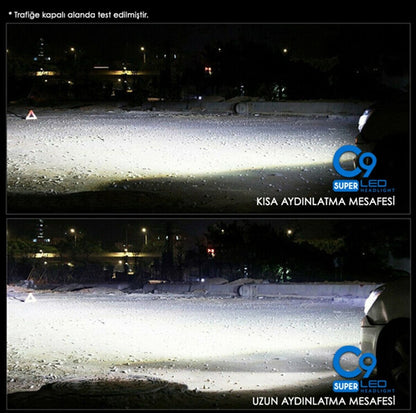 C9 Bombilla de faro xenón LED ultrablanca con ventilador 8400 LM efecto estroboscópico xenón H9