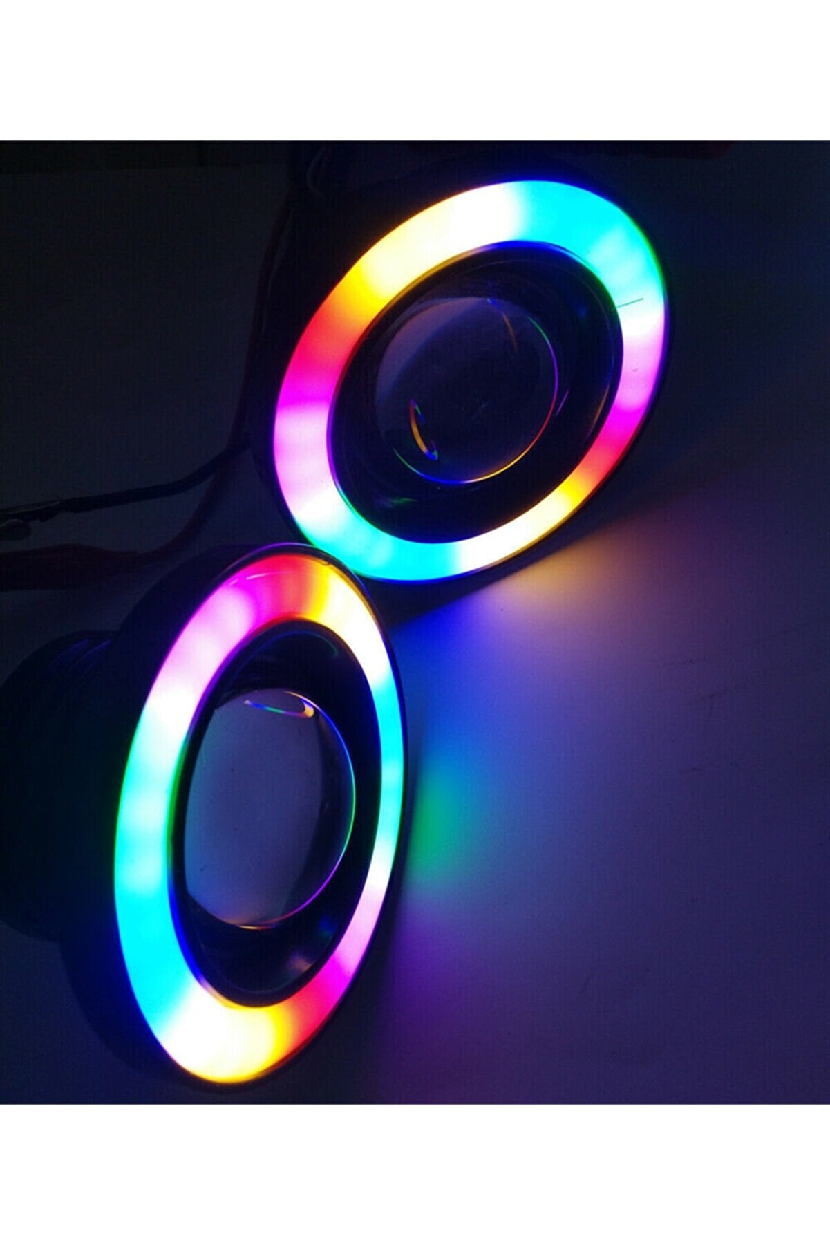 Faro antiniebla universal con lente de 76 mm, halo de ángel de metal, impermeable, RGB sin control remoto