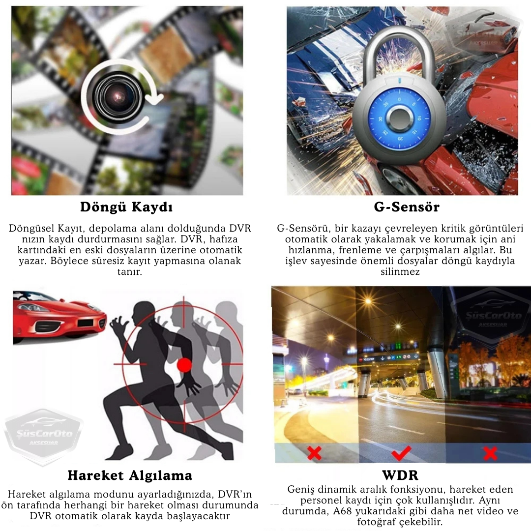 Grabadora de 3 cámaras, monitor con cámara delantera, interior y trasera de 4.0" y 1080P Full HD, grabadora con sensor de colisión, visión nocturna, sensor de aparcamiento con voz y grabadora de trayectos ONP226