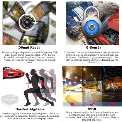Grabadora de 3 cámaras, monitor con cámara delantera, interior y trasera de 4.0" y 1080P Full HD, grabadora con sensor de colisión, visión nocturna, sensor de aparcamiento con voz y grabadora de trayectos ONP226