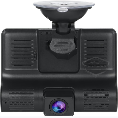 Grabadora de 3 cámaras, monitor con cámara delantera, interior y trasera de 4.0" y 1080P Full HD, grabadora con sensor de colisión, visión nocturna, sensor de aparcamiento con voz y grabadora de trayectos ONP226