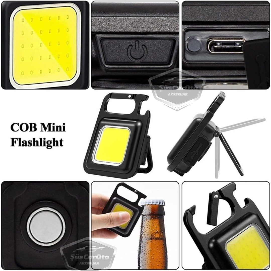 Mini linterna de 30 LED, 4 modos, multifunción, llavero, resistente al agua, recargable, magnética, luz LED, funcional, luz de bolsillo para camping, 1000 lúmenes