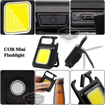 Mini linterna de 30 LED, 4 modos, multifunción, llavero, resistente al agua, recargable, magnética, luz LED, funcional, luz de bolsillo para camping, 1000 lúmenes
