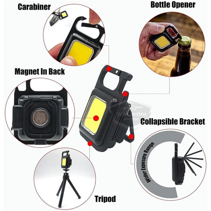 Mini linterna de 30 LED, 4 modos, multifunción, llavero, resistente al agua, recargable, magnética, luz LED, funcional, luz de bolsillo para camping, 1000 lúmenes