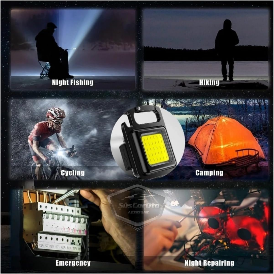 Mini linterna de 30 LED, 4 modos, multifunción, llavero, resistente al agua, recargable, magnética, luz LED, funcional, luz de bolsillo para camping, 1000 lúmenes