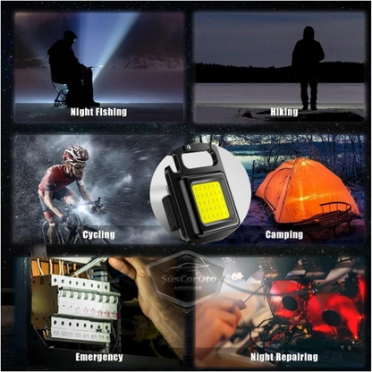 Mini linterna de 30 LED, 4 modos, multifunción, llavero, resistente al agua, recargable, magnética, luz LED, funcional, luz de bolsillo para camping, 1000 lúmenes