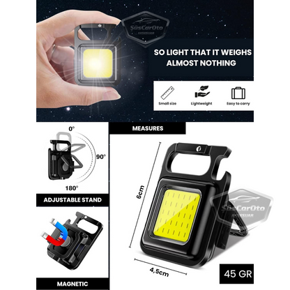 Mini linterna de 30 LED, 4 modos, multifunción, llavero, resistente al agua, recargable, magnética, luz LED, funcional, luz de bolsillo para camping, 1000 lúmenes