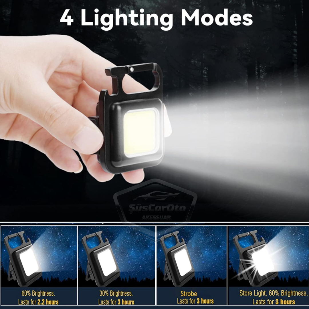 Mini linterna de 30 LED, 4 modos, multifunción, llavero, resistente al agua, recargable, magnética, luz LED, funcional, luz de bolsillo para camping, 1000 lúmenes