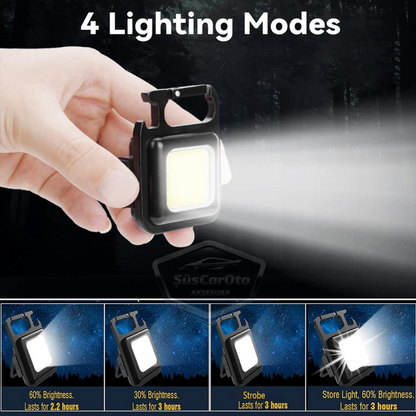 Mini linterna de 30 LED, 4 modos, multifunción, llavero, resistente al agua, recargable, magnética, luz LED, funcional, luz de bolsillo para camping, 1000 lúmenes