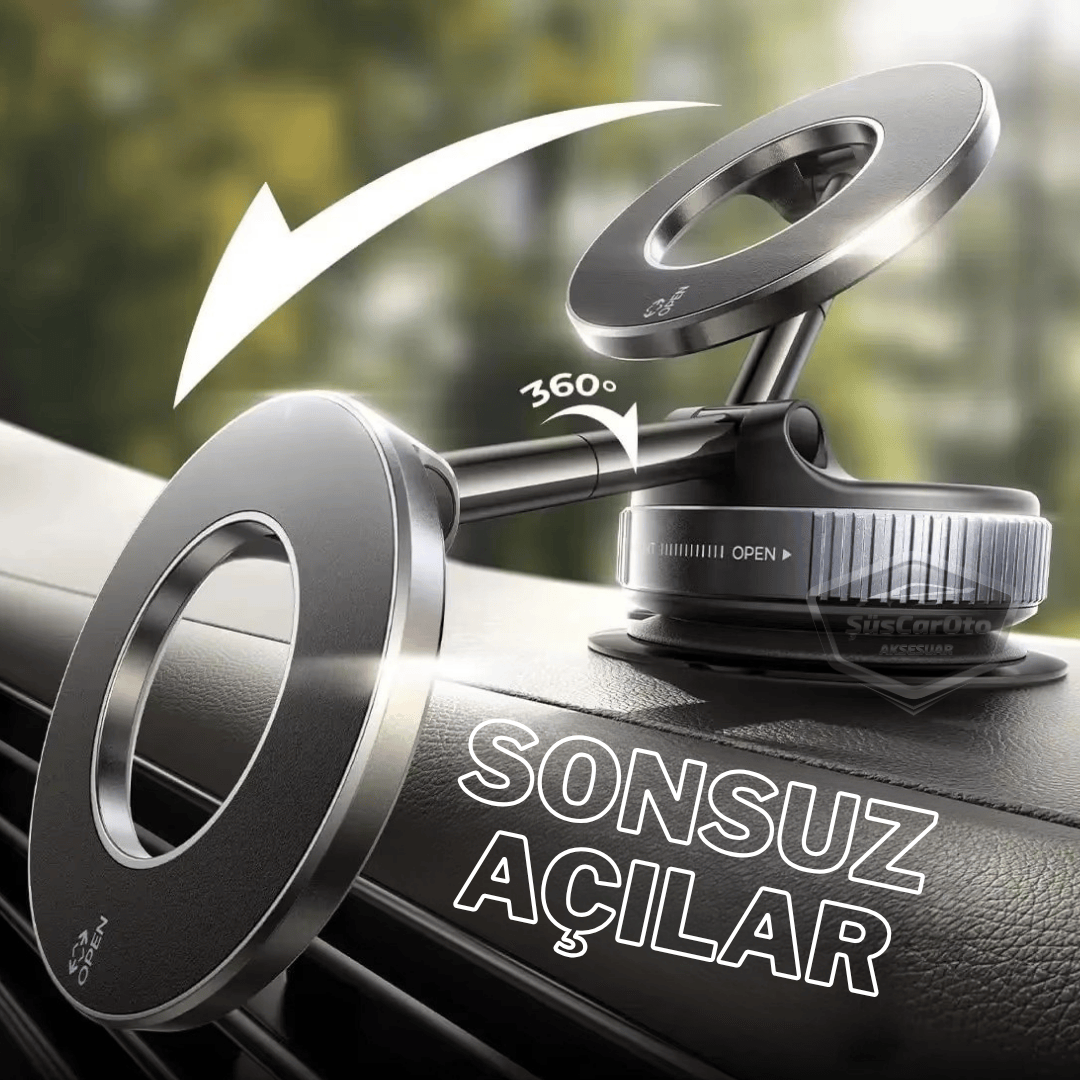 360° Ayarlanabilir Vakumlu Güçlü Manyetik Araç Telefon Tutucu Magsafe Uyumlu Vakumlu Vantuz 360° Katlanabilir Telefon Tutucu Geliştirilmiş Versiyon