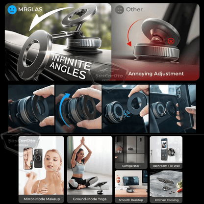 360° Ayarlanabilir Vakumlu Güçlü Manyetik Araç Telefon Tutucu Magsafe Uyumlu Vakumlu Vantuz 360° Katlanabilir Telefon Tutucu Geliştirilmiş Versiyon